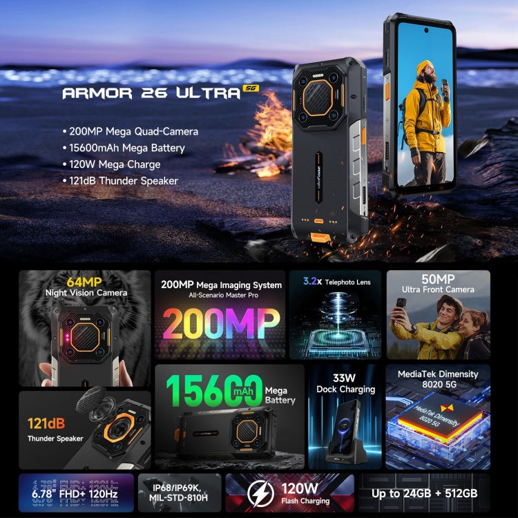 Ulefone Armor 26 Ultra Rugged Phone, 6.78 inch Android 13 MediaTek Dimensity 8020 Octa Core, Network: 5G, NFC Ulefone Armor 26 Ultra Rugged Phone, 6.78 inch Android 13 MediaTek Dimensity 8020 Octa Core, Network: 5G, NFC